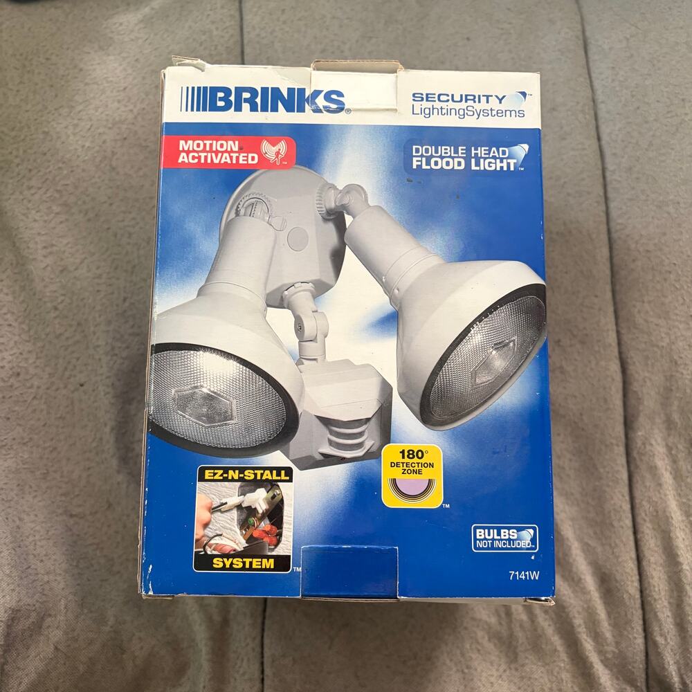 Brinks Motion Activated Security Flood Light 2 Head 180 White 7141W Open Box
